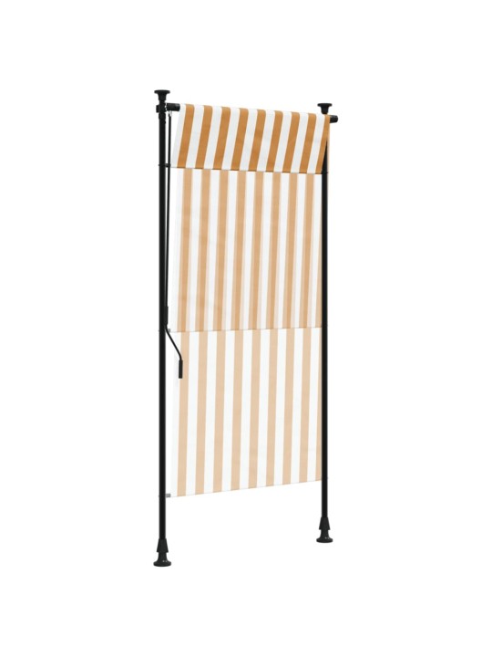 Venkovní roleta oranžová a bílá 100 x 270 cm textil a ocel