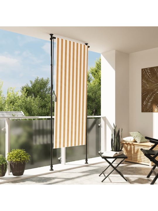 Venkovní roleta oranžová a bílá 100 x 270 cm textil a ocel