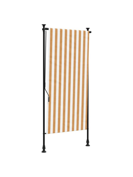Venkovní roleta oranžová a bílá 120 x 270 cm textil a ocel