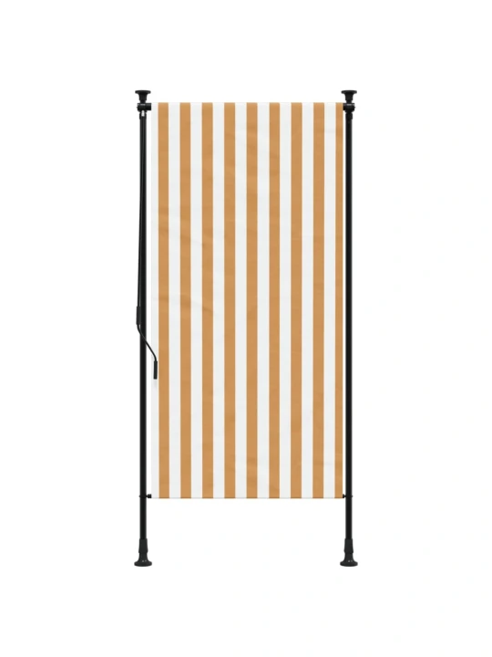 Venkovní roleta oranžová a bílá 120 x 270 cm textil a ocel