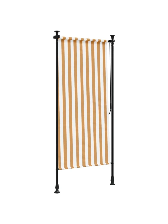 Venkovní roleta oranžová a bílá 120 x 270 cm textil a ocel