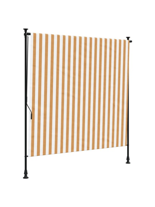 Venkovní roleta oranžová a bílá 150 x 270 cm textil a ocel
