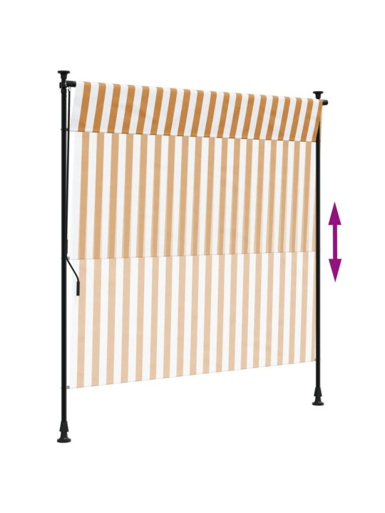 Venkovní roleta oranžová a bílá 150 x 270 cm textil a ocel