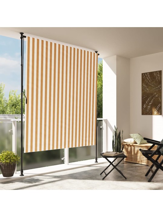 Venkovní roleta oranžová a bílá 150 x 270 cm textil a ocel