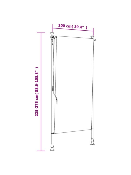 Venkovní roleta žlutá a bílá 100 x 270 cm textil a ocel