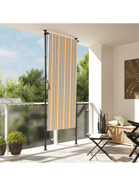 Venkovní roleta žlutá a bílá 100 x 270 cm textil a ocel