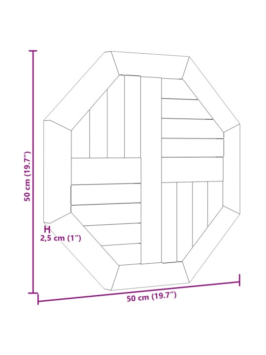 Stolní deska 50 x 50 x 2,5 cm osmihranná masivní teakové dřevo