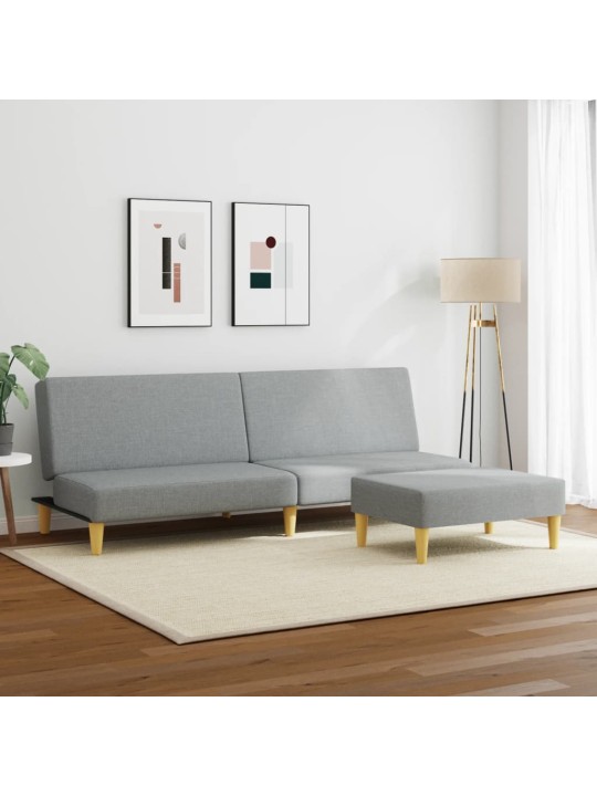 2místná rozkládací pohovka s podnožkou světle šedá textil