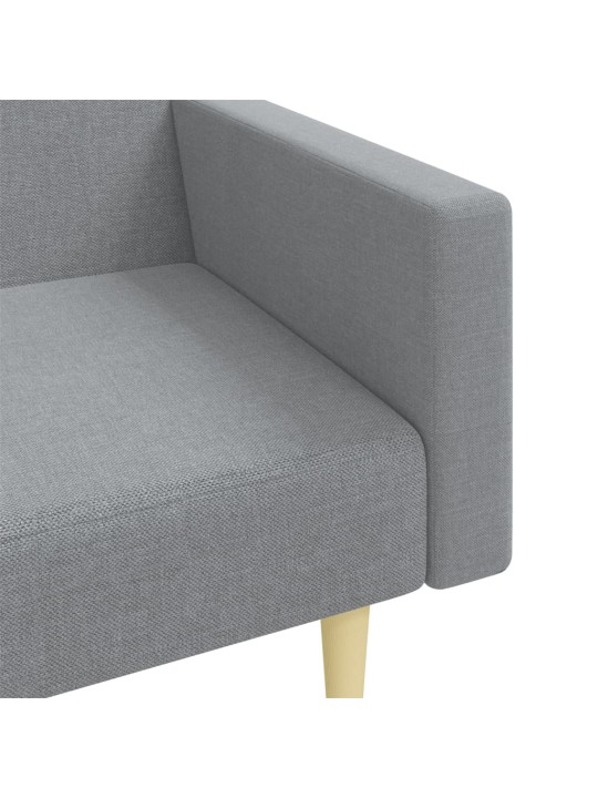 2místná rozkládací pohovka s podnožkou světle šedá textil