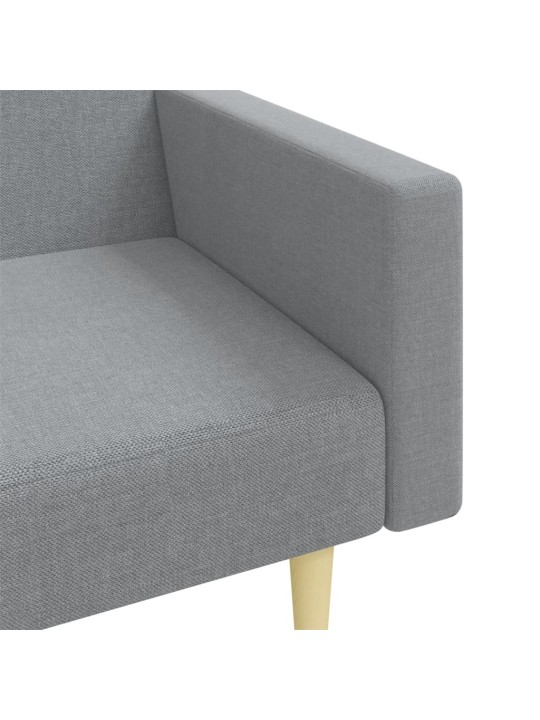 2místná rozkládací pohovka s podnožkou světle šedá textil