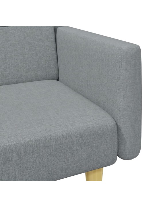 2místná rozkládací pohovka s podnožkou světle šedá textil