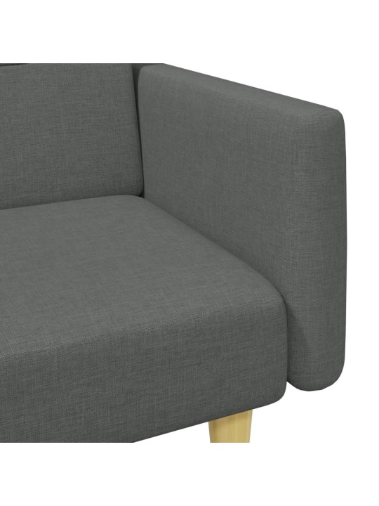 2místná rozkládací pohovka s podnožkou tmavě šedá textil