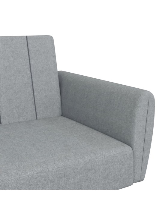 2místná rozkládací pohovka s podnožkou světle šedá textil