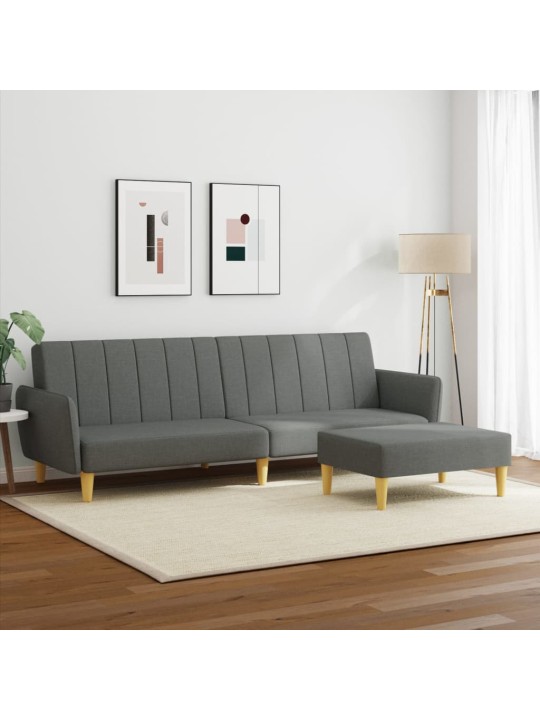 2místná rozkládací pohovka s podnožkou tmavě šedá textil