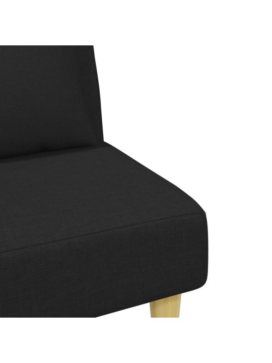 2místná rozkládací pohovka s polštáři a podnožkou černá textil