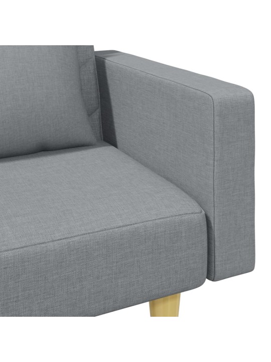 2místná rozkládací pohovka polštáře podnožka světle šedá textil