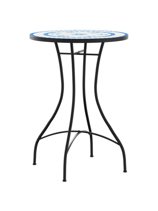 Mozaikový bistro set modrý a bílý železo a keramika