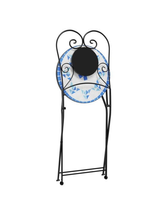 Mozaikový bistro set modrý a bílý železo a keramika