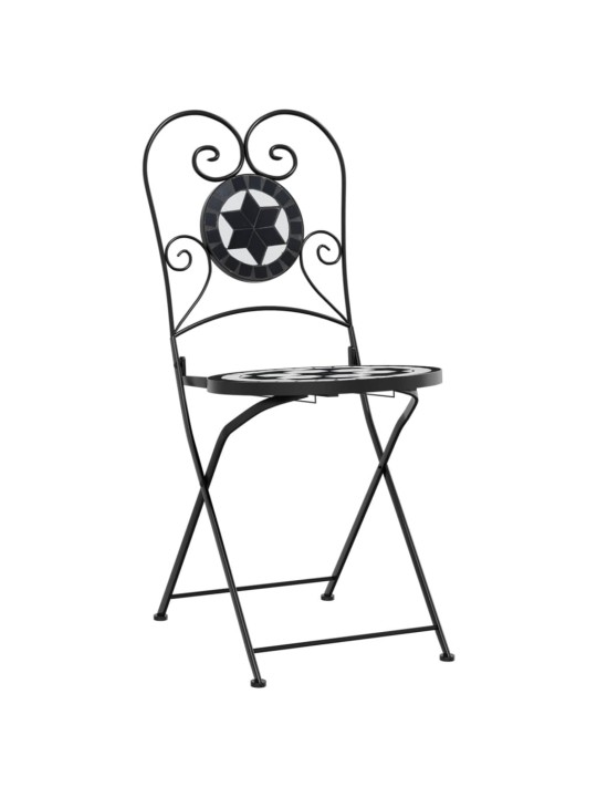 Mozaikový bistro set černý a bílý železo a keramika