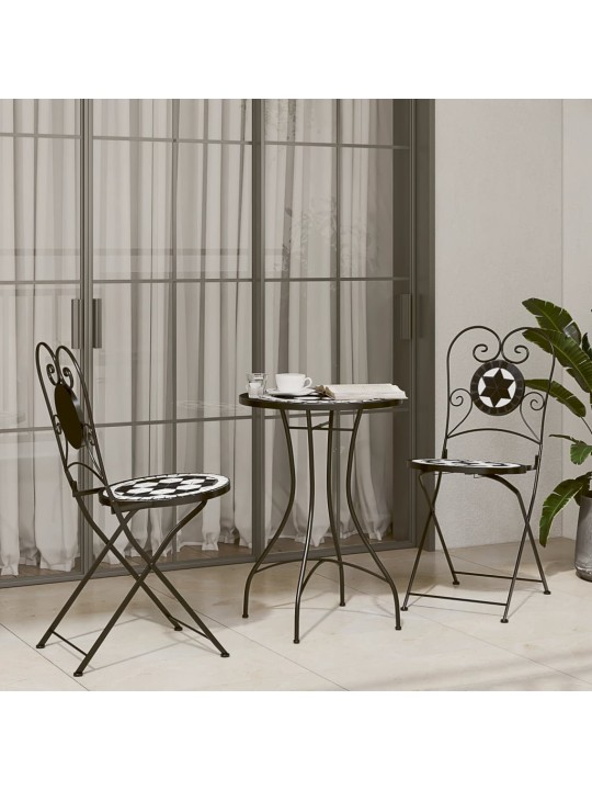 Mozaikový bistro set černý a bílý železo a keramika