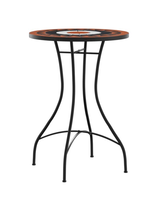 Mozaikový bistro set terakotový a bílý železo a keramika