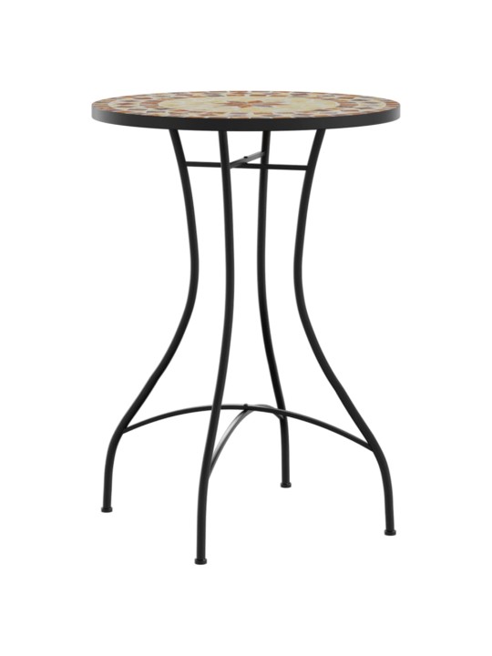 Mozaikový bistro set terakotový a bílý železo a keramika
