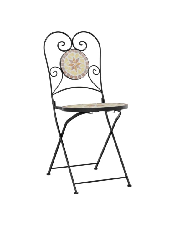 Mozaikový bistro set terakotový a bílý železo a keramika