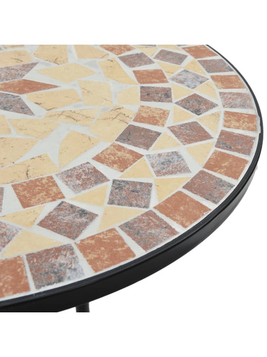 Mozaikový bistro set terakotový a bílý železo a keramika