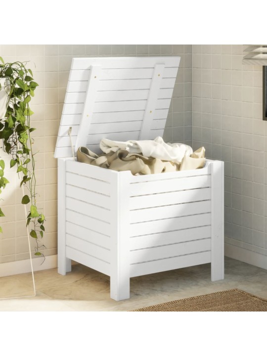 Úložný box s víkem RANA bílý 60x49x54 cm masivní borové dřevo
