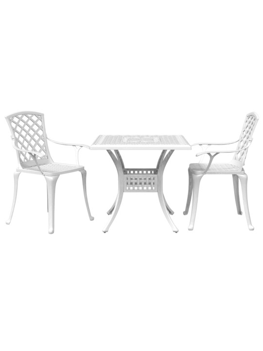 3dílný bistro set bílý litý hliník