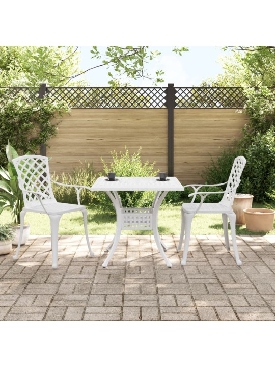 3dílný bistro set bílý litý hliník