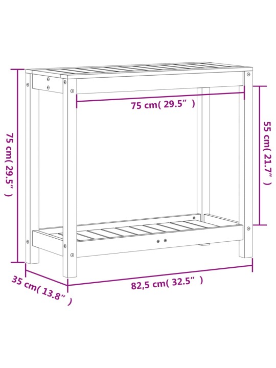 Přesazovací stůl s policí bílý 82,5x35x75 cm masivní borovice