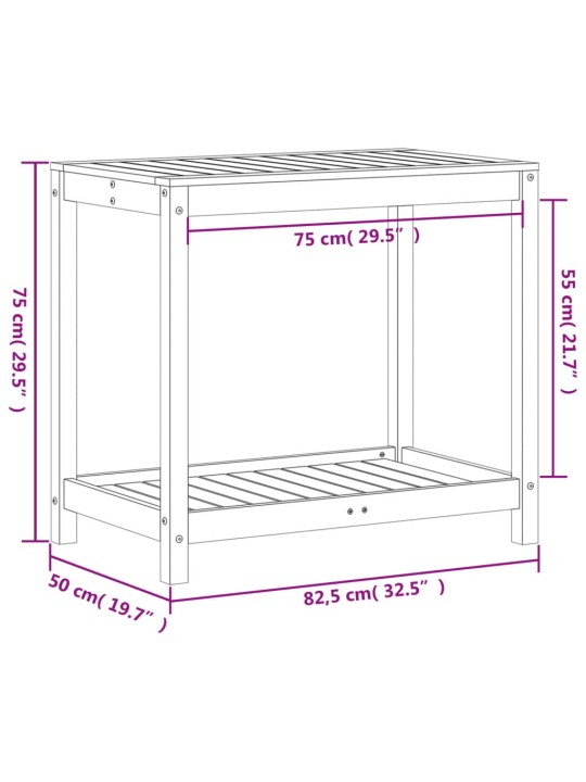 Přesazovací stůl s policí 82,5x50x75 cm masivní borové dřevo