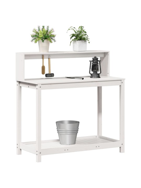 Přesazovací stůl s policemi bílý 108x50x109,5 cm masiv borovice