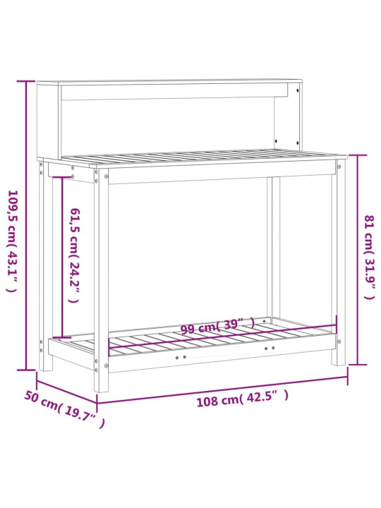 Přesazovací stůl s policemi bílý 108x50x109,5 cm masiv borovice