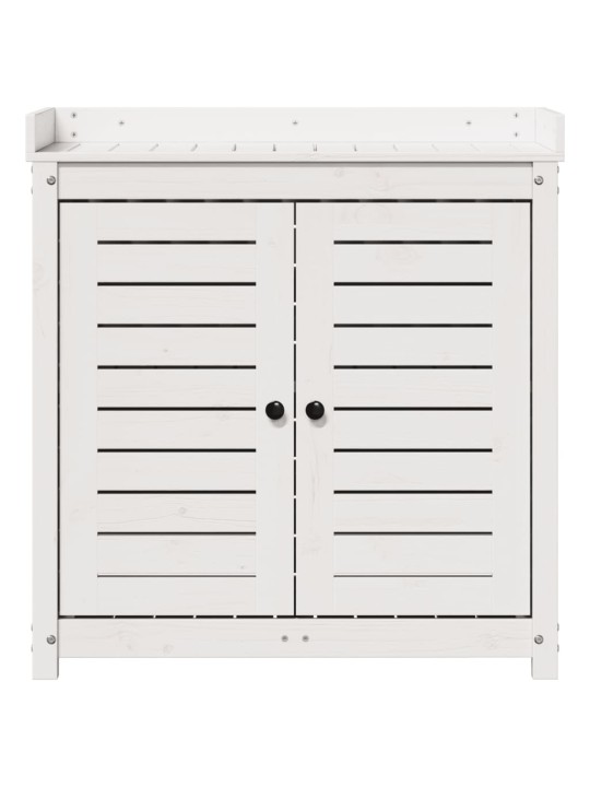 Přesazovací stůl s policemi bílý 82,5x50x86,5 cm masiv borovice