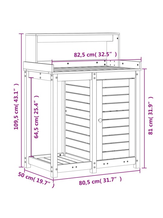 Přesazovací stůl s policemi 82,5x50x109,5 cm impregnované dřevo