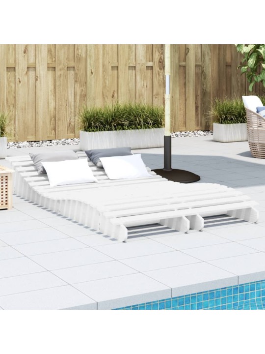 Zahradní lehátka 2 ks bílá 205x60x31,5 cm masivní borové dřevo