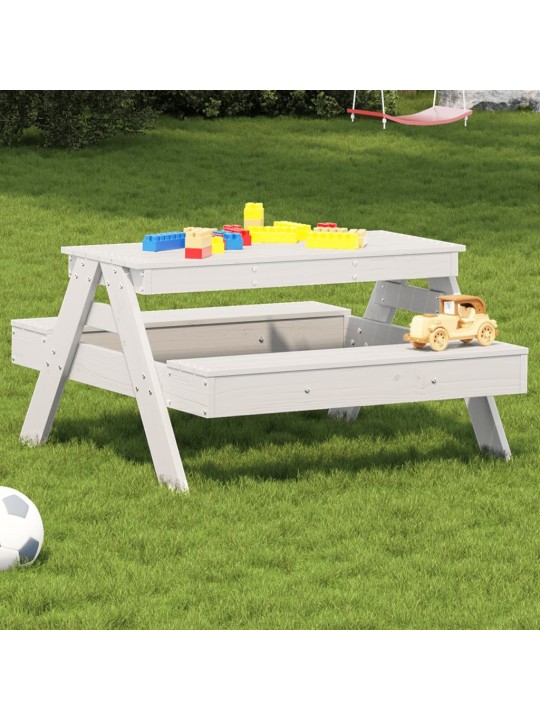 Piknikový stůl pro děti bílý 88x97x52 cm masivní borové dřevo