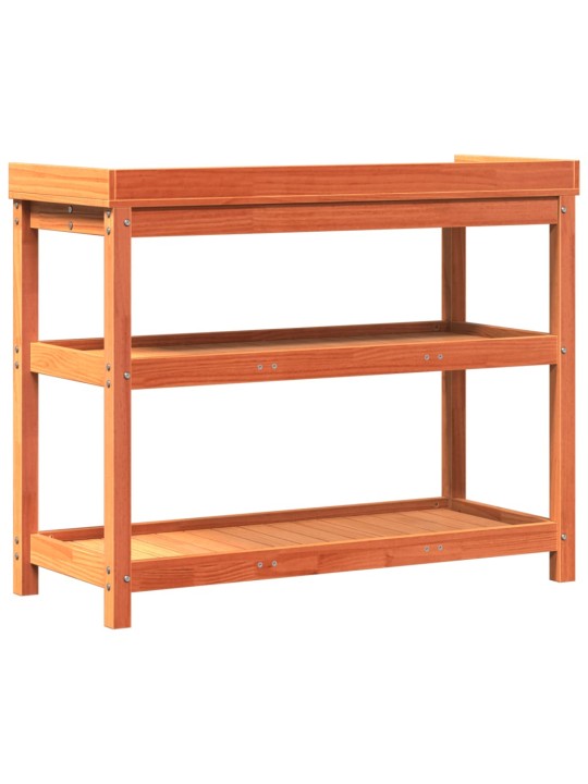 Přesazovací stůl s policemi hnědý 108x45x86,5 cm borové dřevo