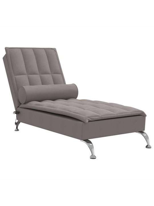 Masážní lenoška s podhlavníkem taupe textil