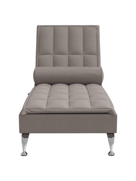 Masážní lenoška s podhlavníkem taupe textil