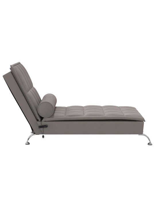 Masážní lenoška s podhlavníkem taupe textil