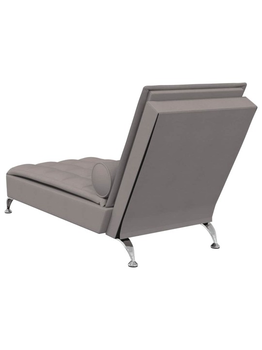 Masážní lenoška s podhlavníkem taupe textil