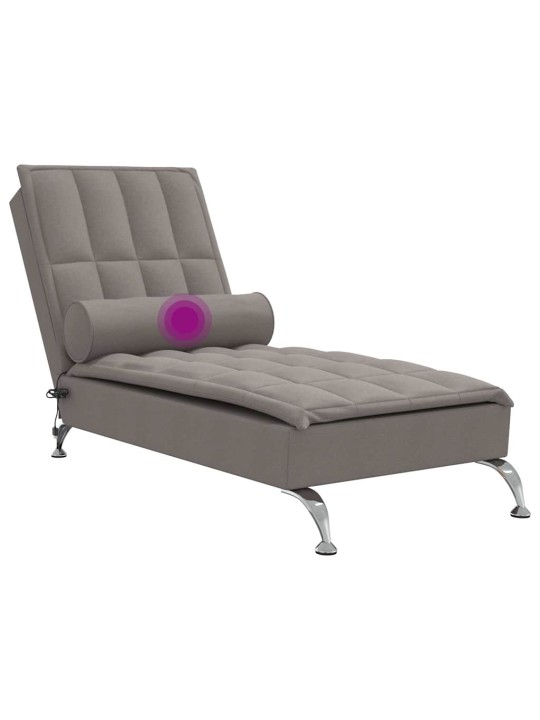 Masážní lenoška s podhlavníkem taupe textil