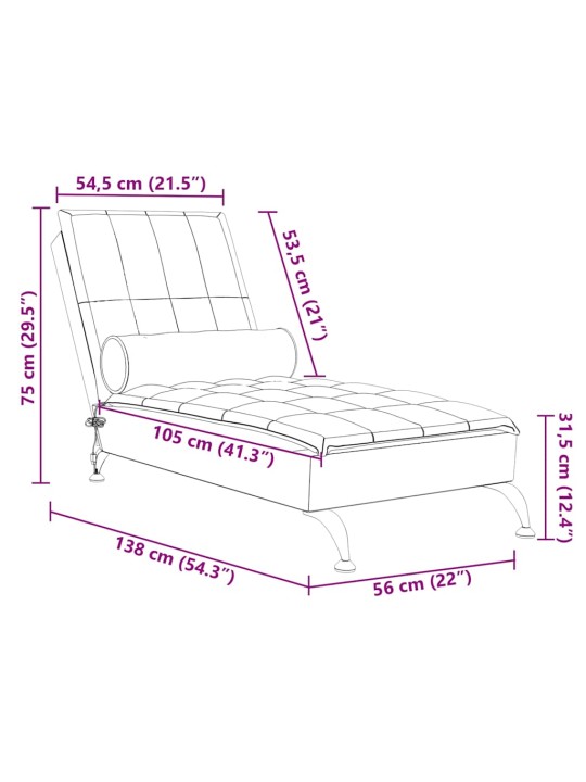 Masážní lenoška s podhlavníkem taupe textil