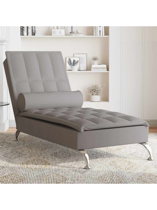 Masážní lenoška s podhlavníkem taupe textil