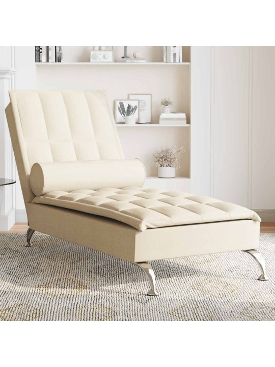 Masážní lenoška s podhlavníkem krémová textil