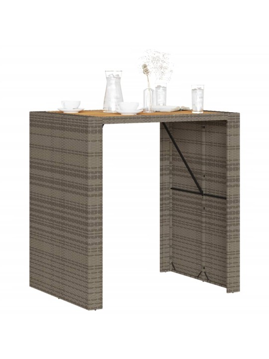 Zahradní barový stůl s akáciovou deskou šedý 105 x 80 x 110 cm