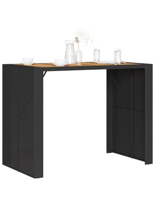 Zahradní barový stůl s akáciovou deskou černý 145 x 80 x 110 cm
